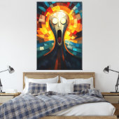 Het Schreeuw Glas in lood Mozaïek Kunstwerk Canvas Afdruk (Insitu (Slaapkamer))