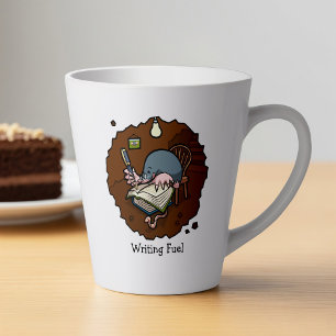 Het schrijven van Fuel Cartoon Mole Novel Writer i Latte Mok