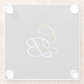 Het schrijven van moderne platte monogram minimali glazen onderzetter (Achterkant)