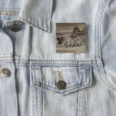 Het schuurpaard vierkante button 5,1 cm (In situ)