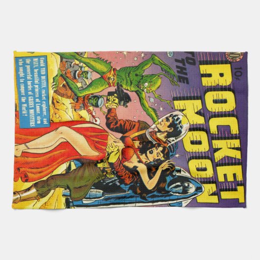 HET Sci Fi PULP-ONTWERP VAN DE QUIRKY 1950 Theedoek (Horizontaal)