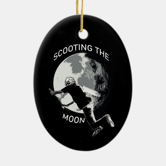 Het scoren van de Maan - Stunt Scooter Keramisch O Ornament (Achterkant)