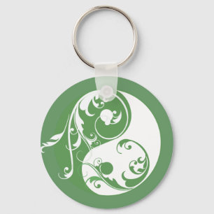 Het scrollen (groene) Yin & Yang Sleutelhanger
