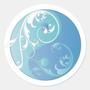 Het scrollen Yin & Yang (de blauw van de Aarde) Ronde Sticker