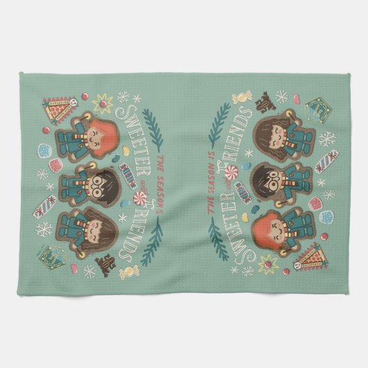 Het seizoen is mooier met vrienden theedoek (Horizontaal)