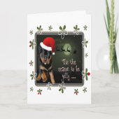 Het seizoen om vrolijk te zijn Schattige pup Kerst Feestdagen Kaart (Voorkant)