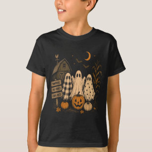 Het seizoen spook trio pompoen lapjes boerderij t-shirt