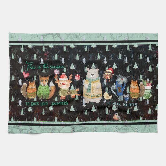 Het seizoen van Rock Ugly Sweaters Theedoek (Horizontaal)