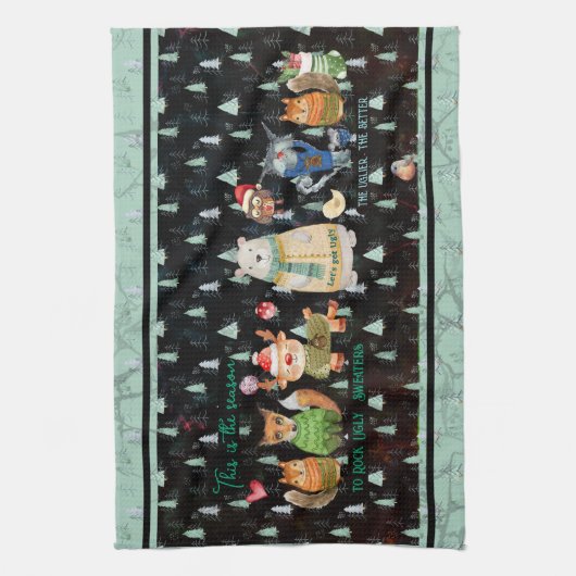 Het seizoen van Rock Ugly Sweaters Theedoek (Verticaal)