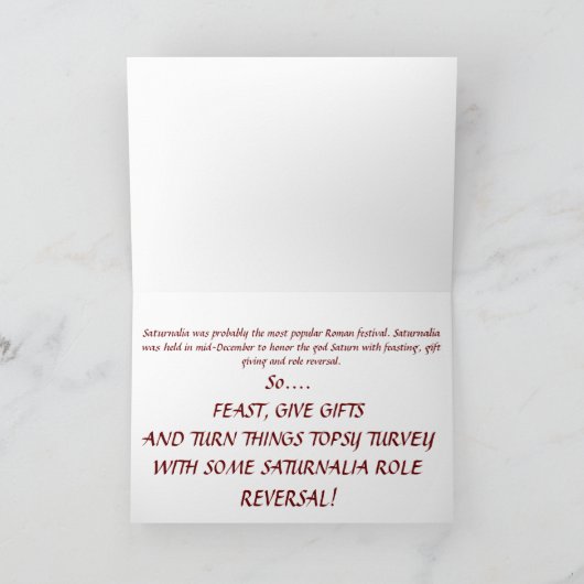 Het Seizoen van Saturnalia Feestdagen Kaart (Binnen)