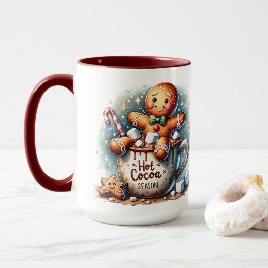 Het Seizoen van Warme Chocolade Gemberkoek Mok (Met donut)
