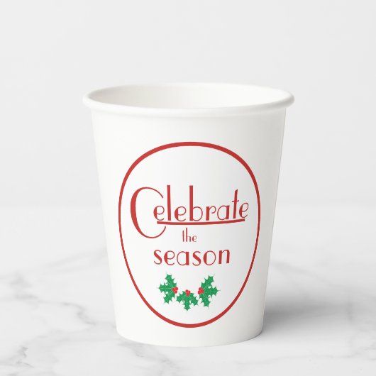 Het seizoen vieren| Red en White Papieren Bekers (Achterkant)