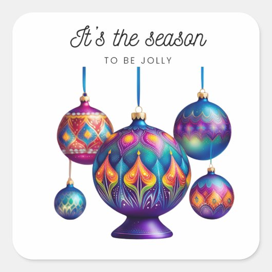 Het seizoen wordt vrolijk vierkante sticker (Voorkant)