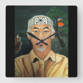 Het Sensei-schilderij van Alfred Fox Vierkante Klok (Voorkant)