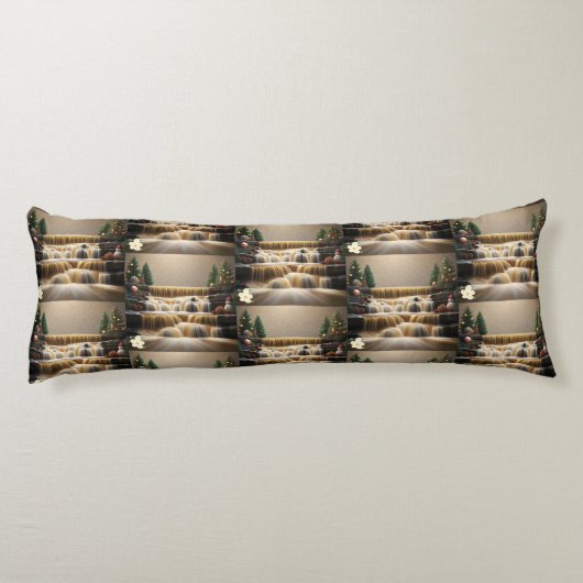 Het serene landschap van de winter lichaamskussen (Achterkant)