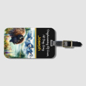 Het serene landschap verkennen met bizons bagagelabel (Voorkant (horizontaal))