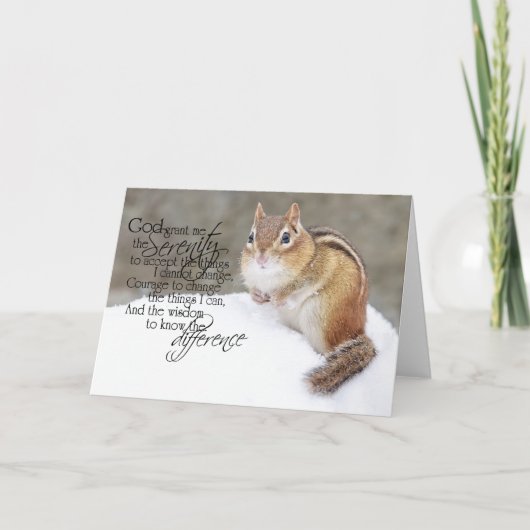 Het sereniteitsgebed van Snowy Chipmunk Feestdagen Kaart (Voorkant)