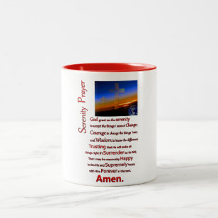 Het Serenity-gebed in rood in de ruimte Tweekleurige Koffiemok