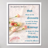 Het Serenity gebed met bloemen, Boek en Veer Poster (Voorkant)