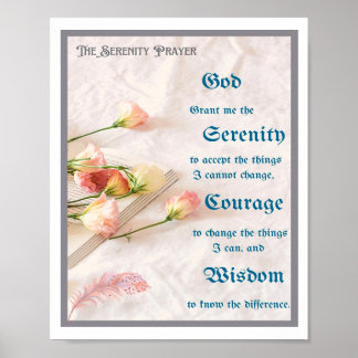 Het Serenity gebed met bloemen, Boek en Veer Poster