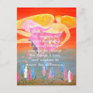 Het Serenity Gebed met Folk Art Angel Painting Briefkaart