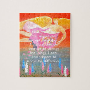 Het Serenity Gebed met Folk Art Angel Painting Legpuzzel