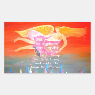 Het Serenity Gebed met Folk Art Angel Painting Rechthoekige Sticker