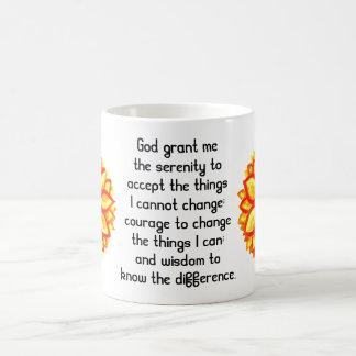 Het Serenity Gebed met Rode Gele Lotusbloesem Koffiemok