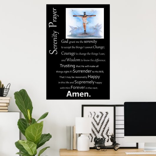 Het Serenity Prayer Jesus Cross Poster (Thuiskantoor)