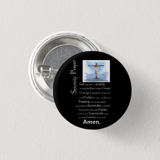 Het Serenity Prayer Jesus Cross Ronde Button 3,2 Cm (Voorkant /achterkant)