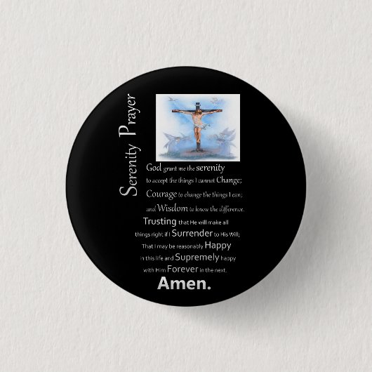 Het Serenity Prayer Jesus Cross Ronde Button 3,2 Cm (Voorkant)