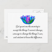 Het Serenity Prayer met Kleurrijke Lotus Blossom Briefkaart (Voorkant / Achterkant)