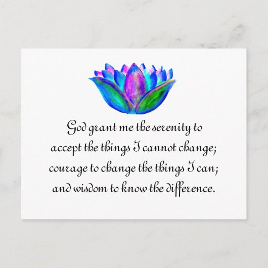 Het Serenity Prayer met Kleurrijke Lotus Blossom Briefkaart (Voorkant)