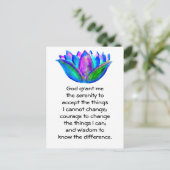 Het Serenity Prayer met Kleurrijke Lotus Blossom Briefkaart (Staand voorkant)