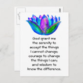 Het Serenity Prayer met Kleurrijke Lotus Blossom Briefkaart (Voorkant / Achterkant)