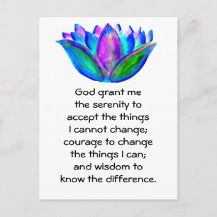 Het Serenity Prayer met Kleurrijke Lotus Blossom Briefkaart