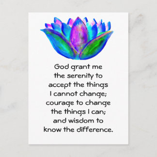 Het Serenity Prayer met Kleurrijke Lotus Blossom Briefkaart