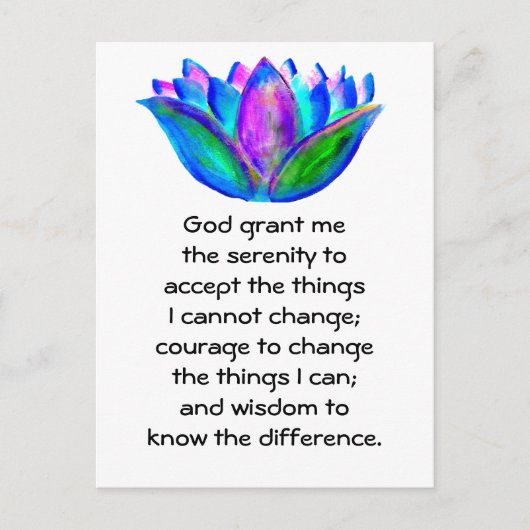 Het Serenity Prayer met Kleurrijke Lotus Blossom Briefkaart (Voorkant)