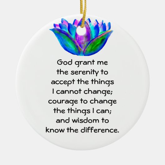 Het Serenity Prayer met Kleurrijke Lotus Blossom Keramisch Ornament (Voorkant)