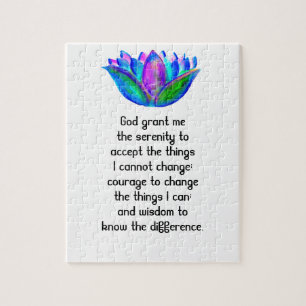 Het Serenity Prayer met Kleurrijke Lotus Blossom Legpuzzel