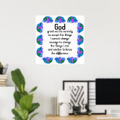 Het Serenity Prayer met Kleurrijke Lotus Blossom Poster (Thuiskantoor)