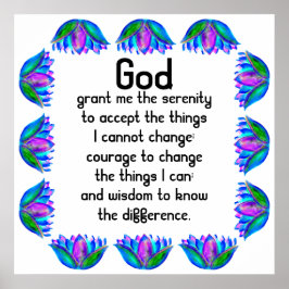 Het Serenity Prayer met Kleurrijke Lotus Blossom Poster