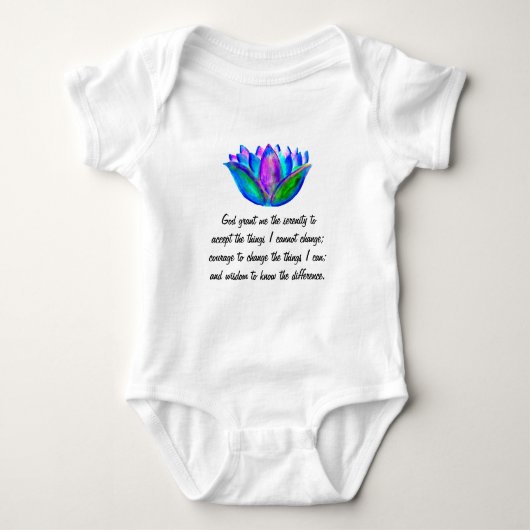 Het Serenity Prayer met Kleurrijke Lotus Blossom Romper (Voorkant)