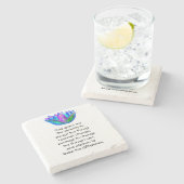 Het Serenity Prayer met Kleurrijke Lotus Blossom Stenen Onderzetter (Zijkant)