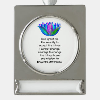Het Serenity Prayer met Kleurrijke Lotus Blossom Verzilverd Banner Ornament