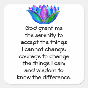 Het Serenity Prayer met Kleurrijke Lotus Blossom Vierkante Sticker