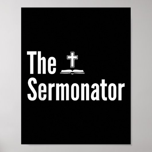 Het Sermonator T-shirt Grappige Predikant  Poster (Voorkant)