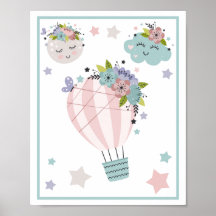 Het Set met Wolken-, Regenboog- en Maan-kunstprint