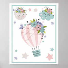 Het Set met Wolken-, Regenboog- en Maan-kunstprint Poster