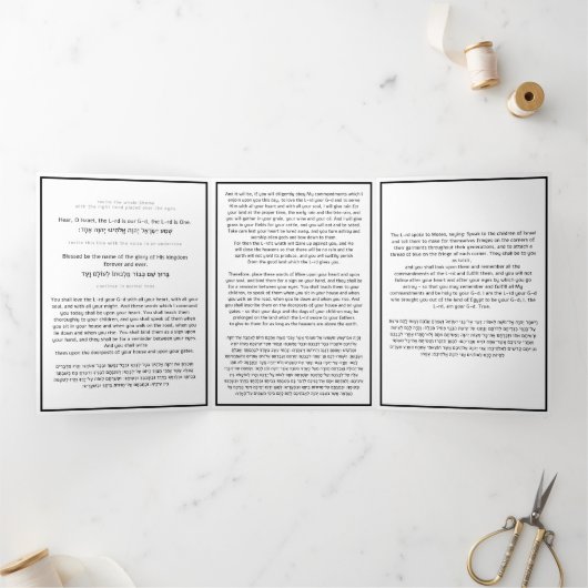 Het Shema Joods Gebed Modern Engels Hebreeuws Drieluik Kaart (Binnen)